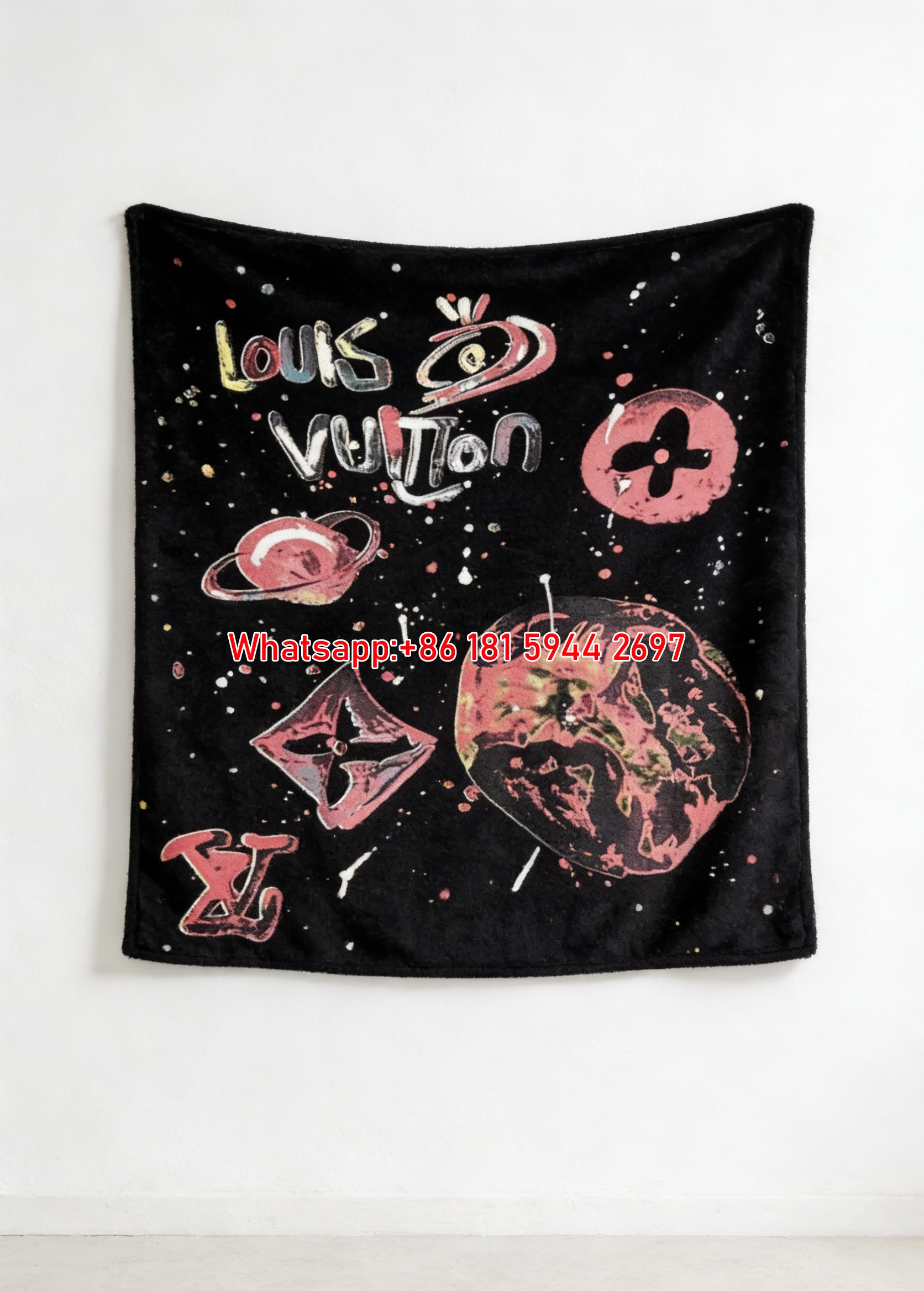 Cosmic LV Splatter Blanket Red Galaxy LV Throw 182